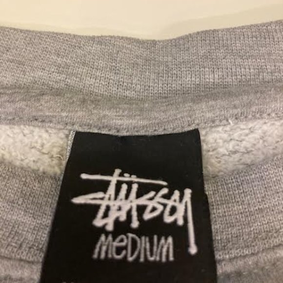 Men's Grey Stussy Sweat Top Size Medium - Picture 3 of 4